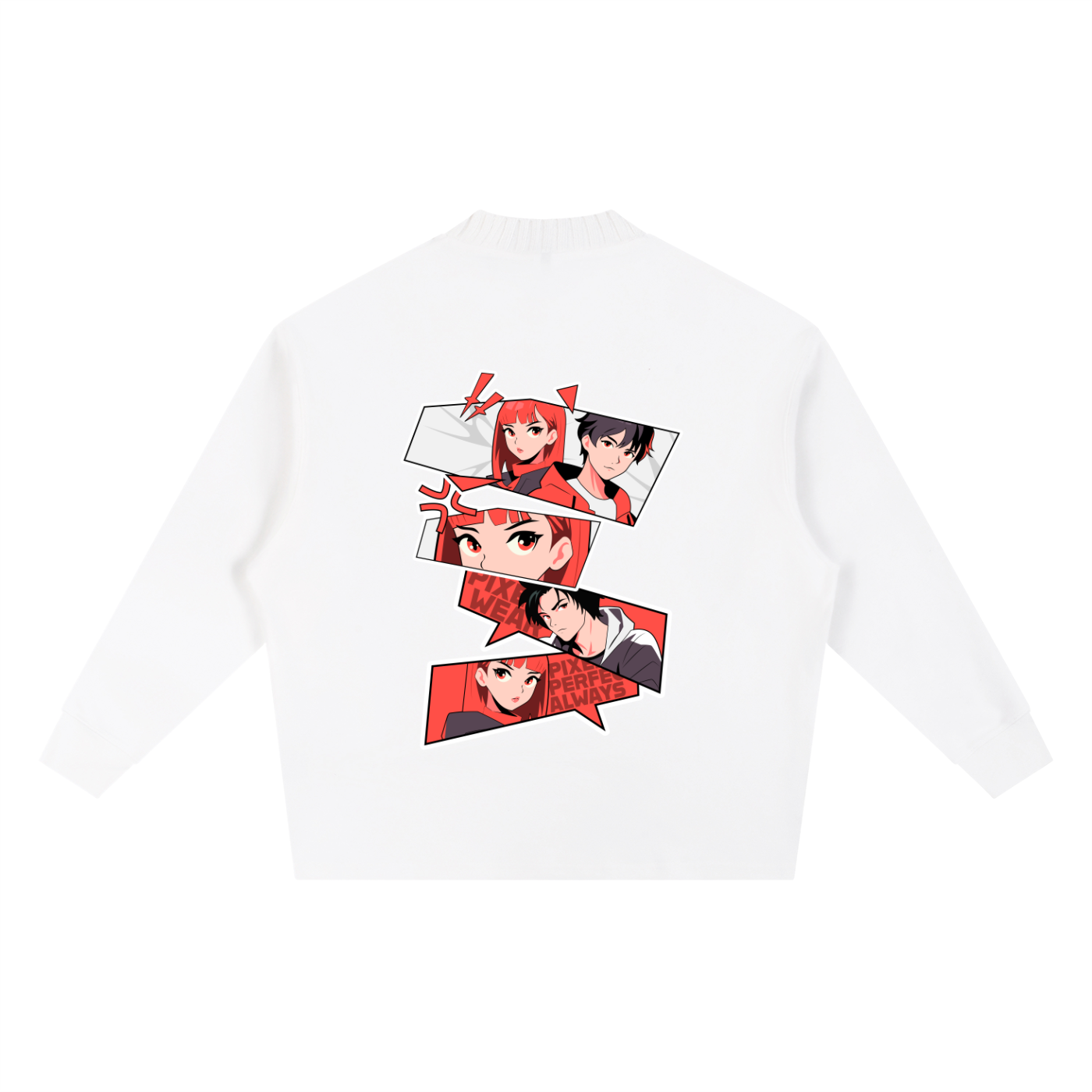 Knitted Round Neck,Oversize Sweatshirt,Oversize ,Sweatshirt,Japanese,Anime Sweatshirt