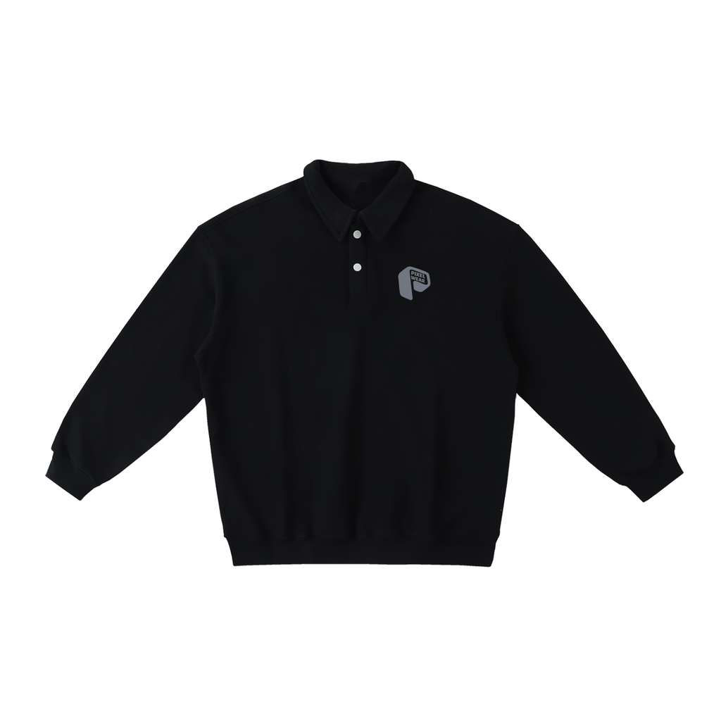 Heavyweight Polo-Collar,Collar Tshirt,Collar sweatshirt,Unisex,Blue,WHite