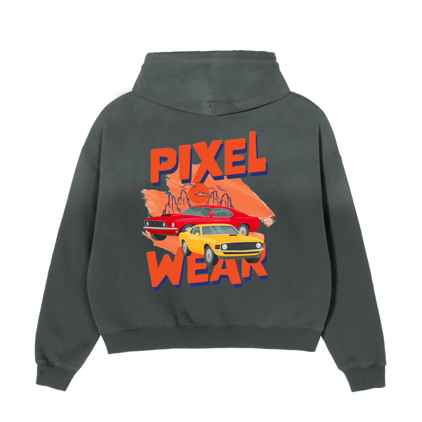 MENS WEAR,WASHED ,SUNFADE HOODIE,CARS