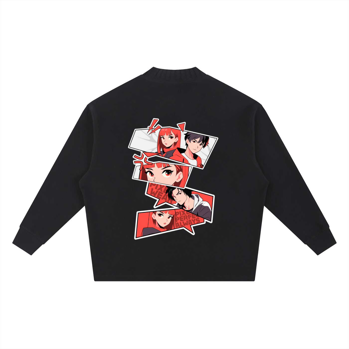 Knitted Round Neck,Oversize Sweatshirt,Oversize ,Sweatshirt,Japanese,Anime Sweatshirt