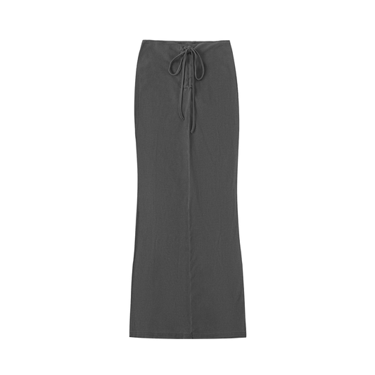 Washed Drawstring Maxi Skirt,Bodycon,Womens Bottom,Bottoms