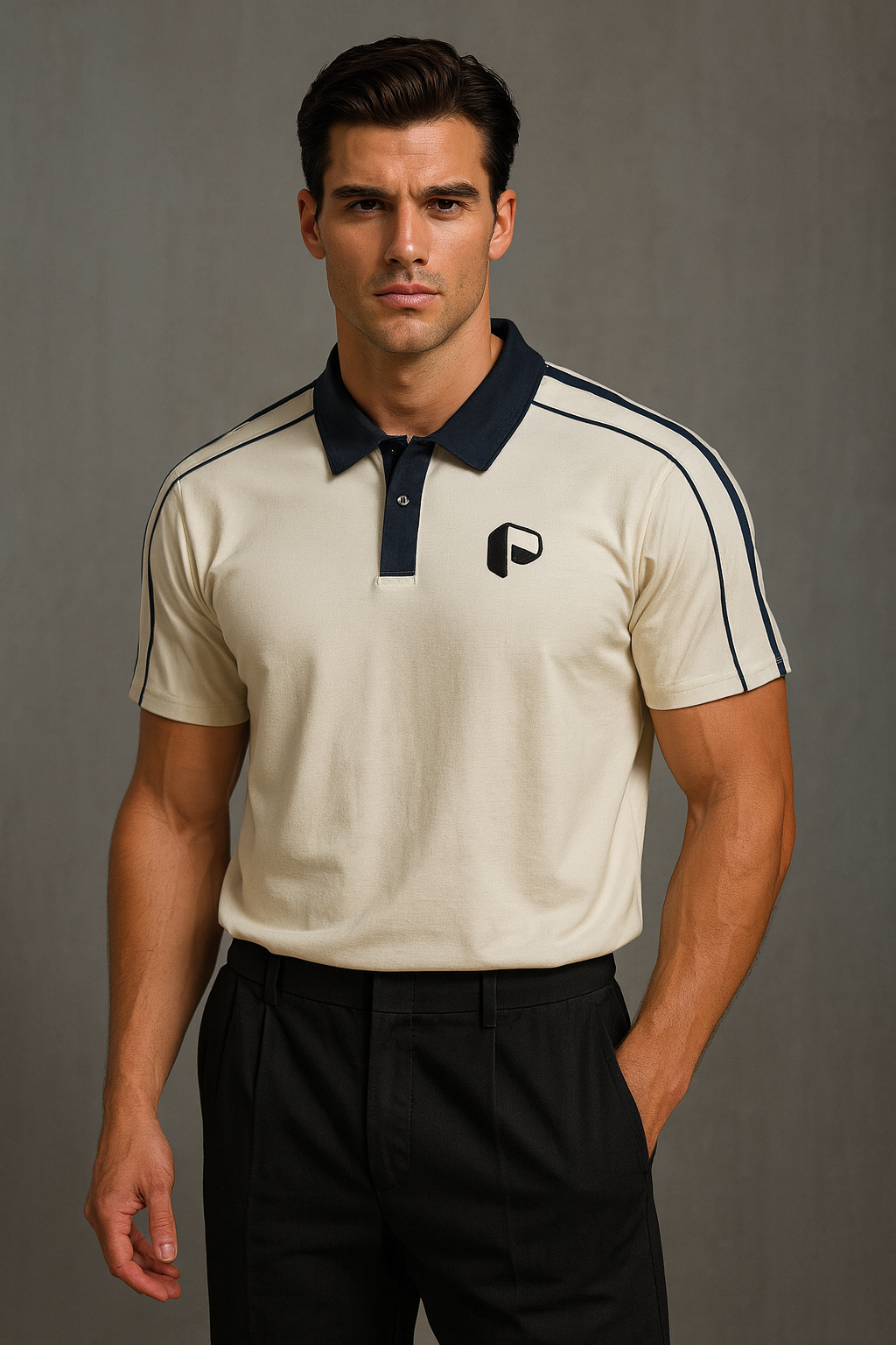 Contrast Collar Short-Sleeve Polo Shirt