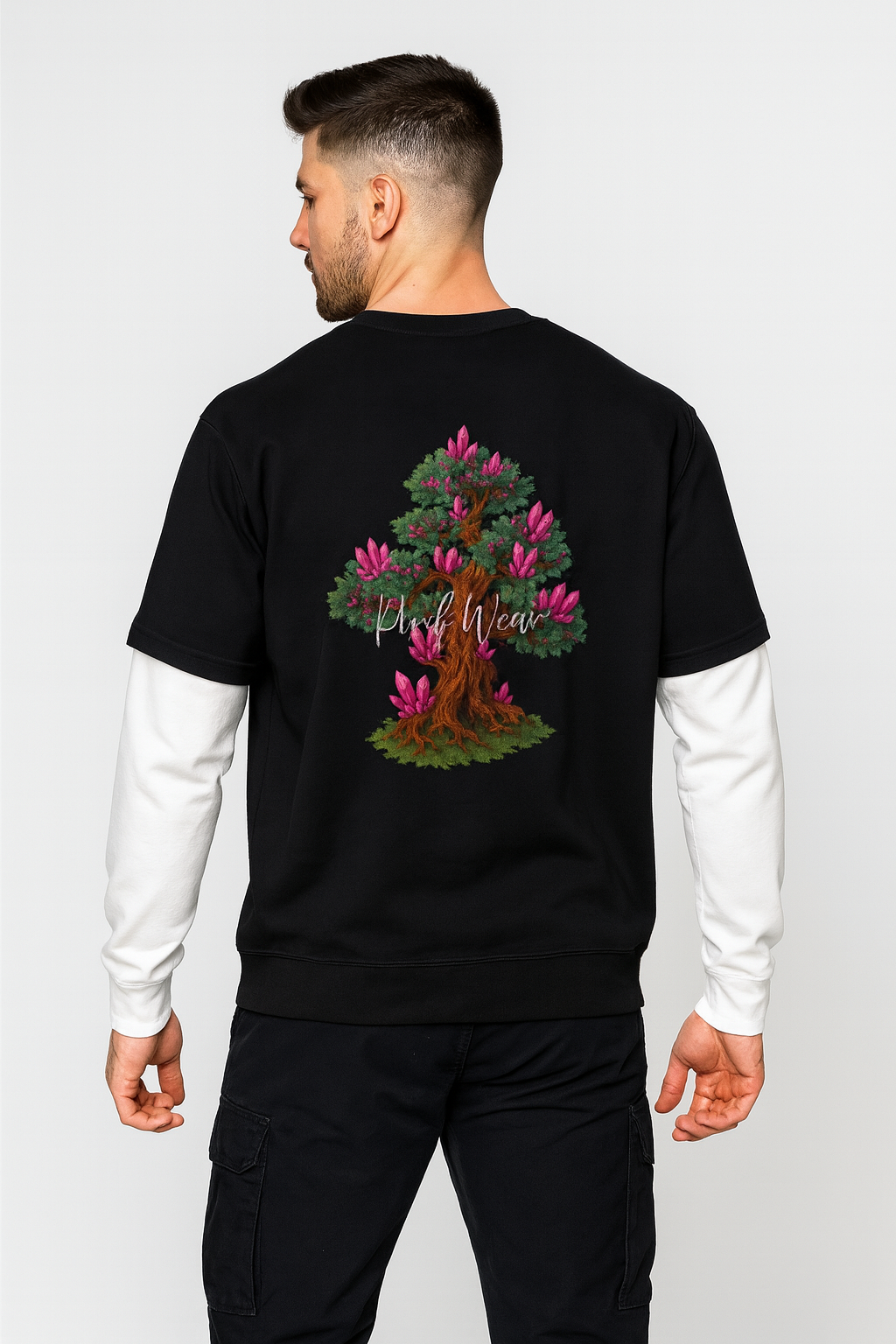 Layered Contrast Sleeve Cotton T-Shirt