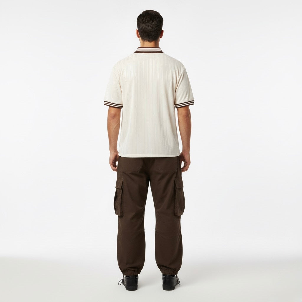 Contrast Stripes Polo Collar T-Shirt - PIXEL WEAR