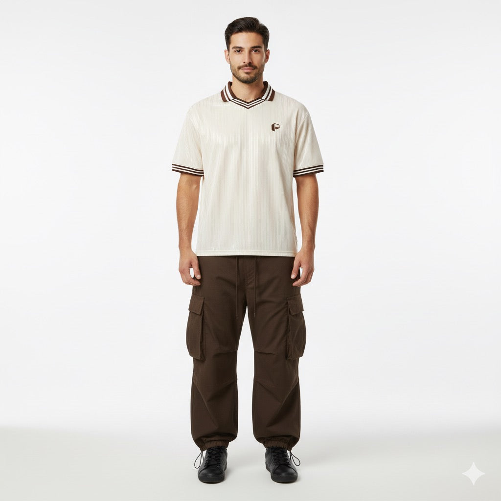 Contrast Stripes Polo Collar T-Shirt - PIXEL WEAR