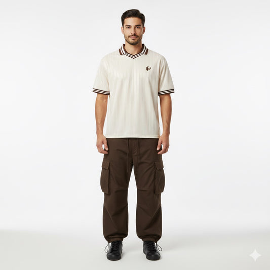 Contrast Stripes Polo Collar T-Shirt - PIXEL WEAR