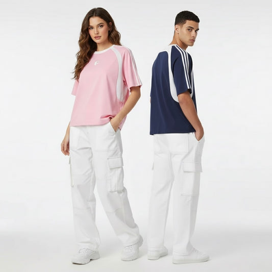 Contrast Stripes Panel Mesh T-shirt - PIXEL WEAR