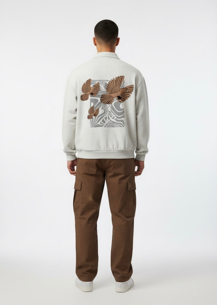 Heavyweight Fleece Polo Sweatshirt - PIXEL WEAR