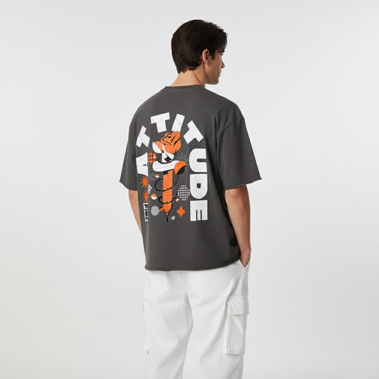 Boxy Half-Sleeve Raw-Edge T-Shirt - PIXEL WEAR