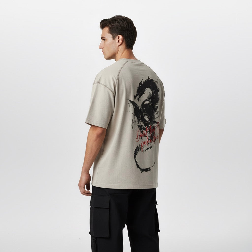 Oversized Contrast-Stitched Cotton Tee - PIXEL WEAR