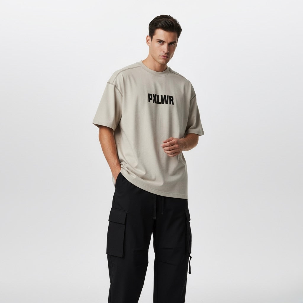 Oversized Contrast-Stitched Cotton Tee - PIXEL WEAR
