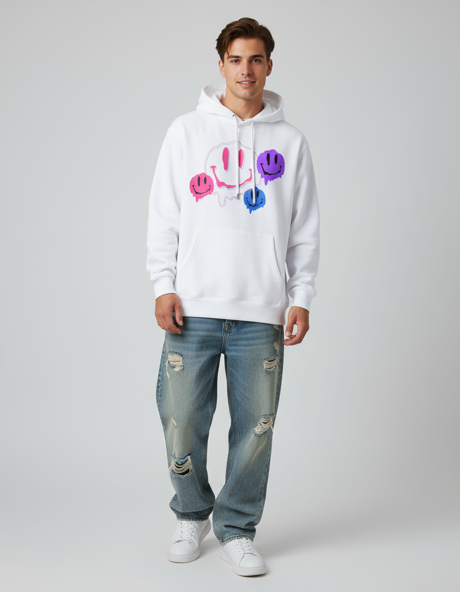 Smiley Fleece Hoodie - PIXEL WEAR
