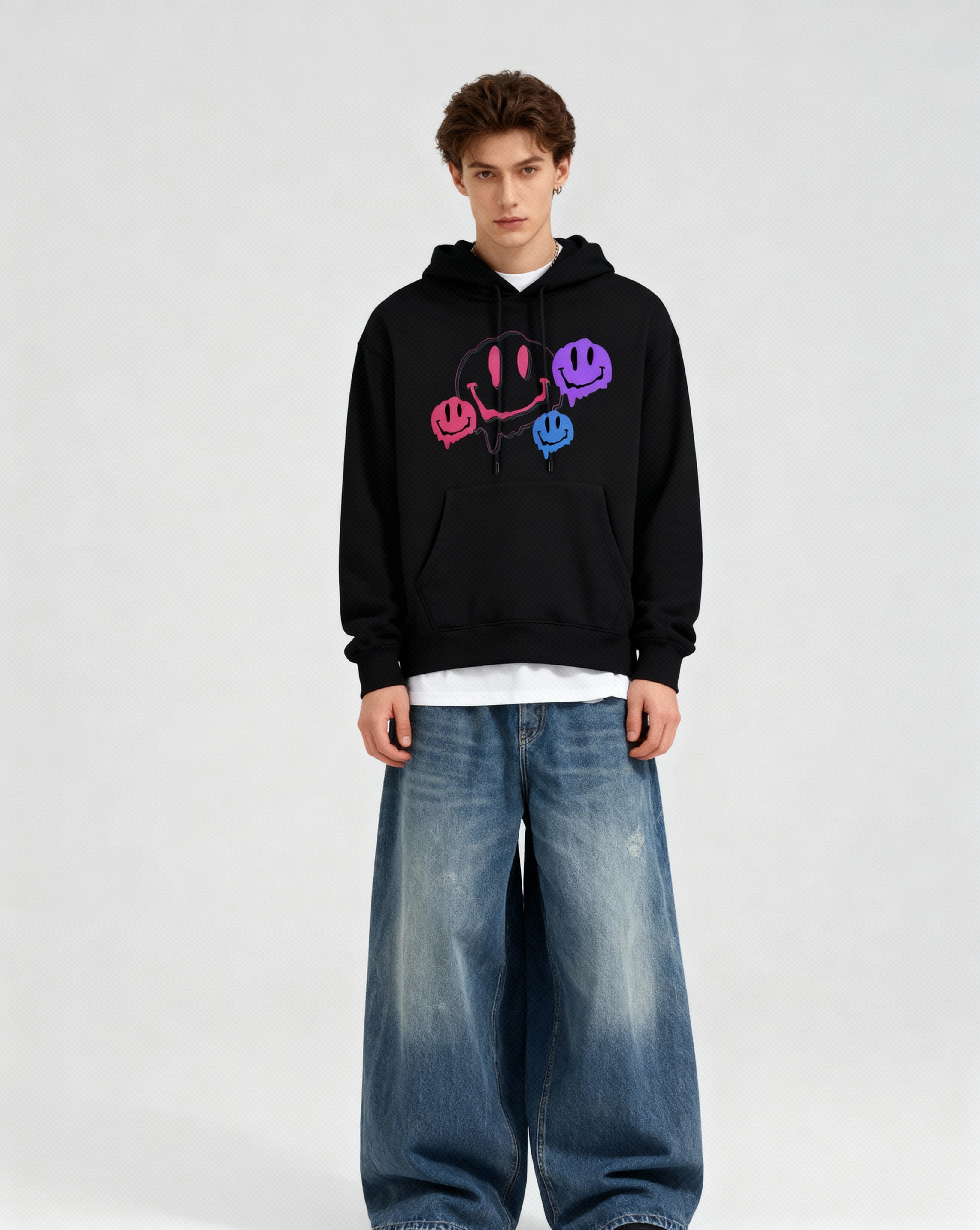 Smiley Fleece Hoodie - PIXEL WEAR