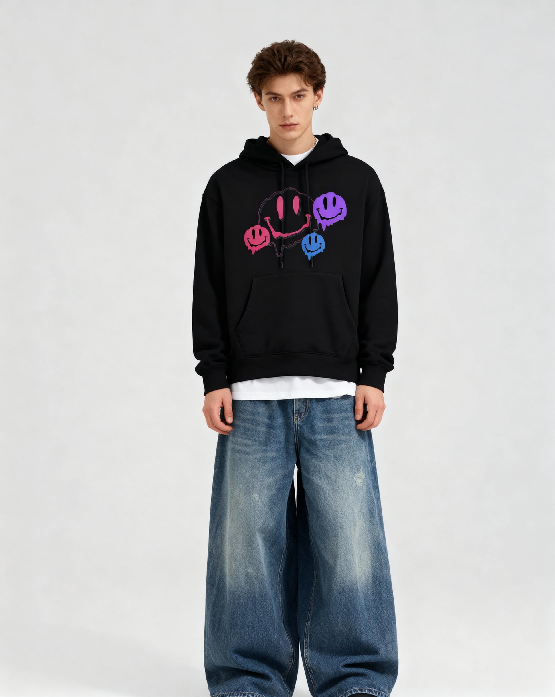 Smiley Fleece Hoodie - PIXEL WEAR