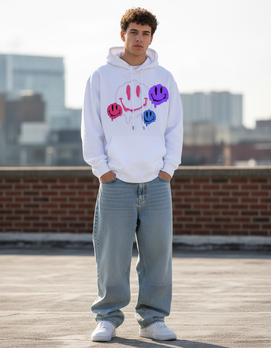 Smiley Fleece Hoodie - PIXEL WEAR