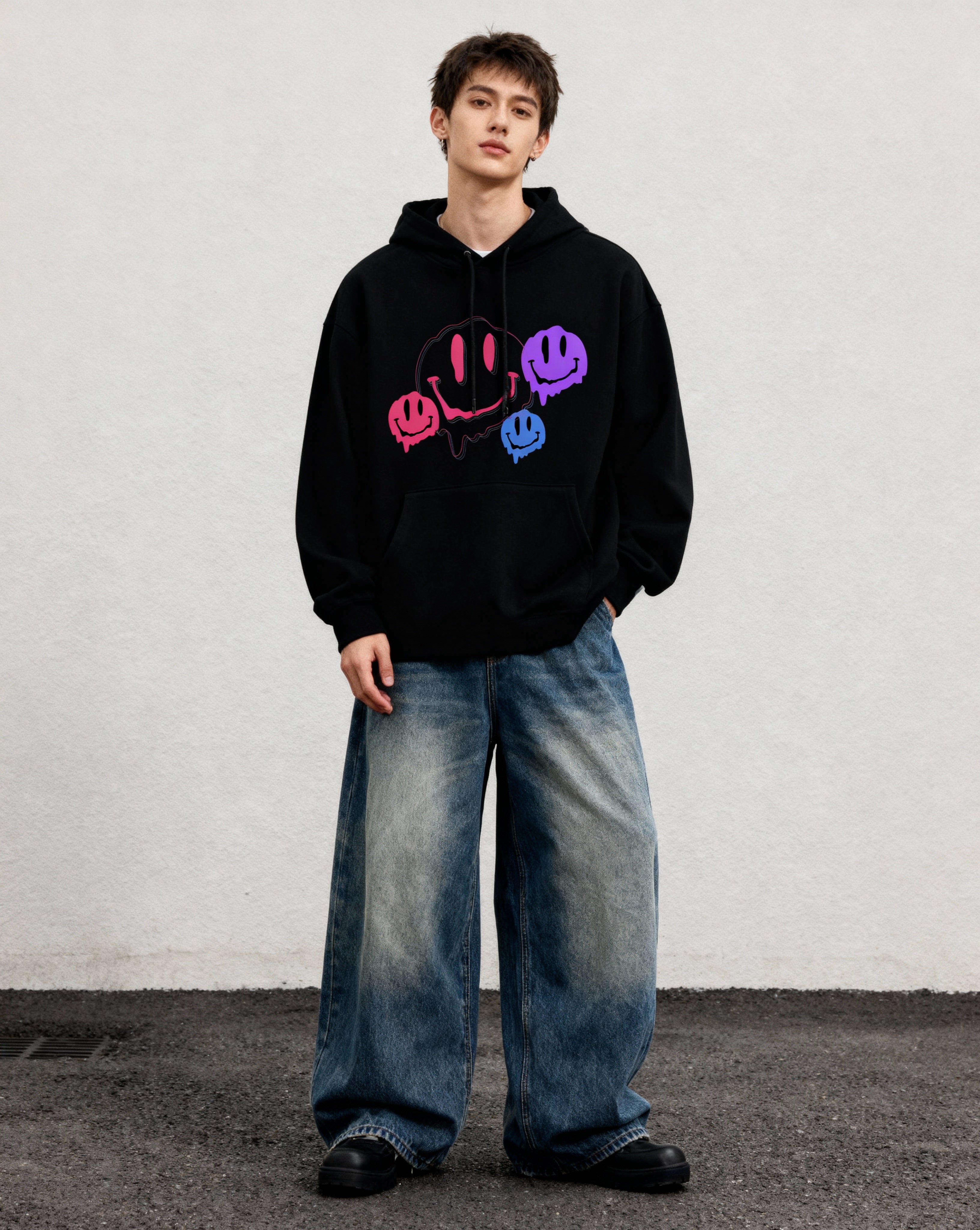 Smiley Fleece Hoodie - PIXEL WEAR
