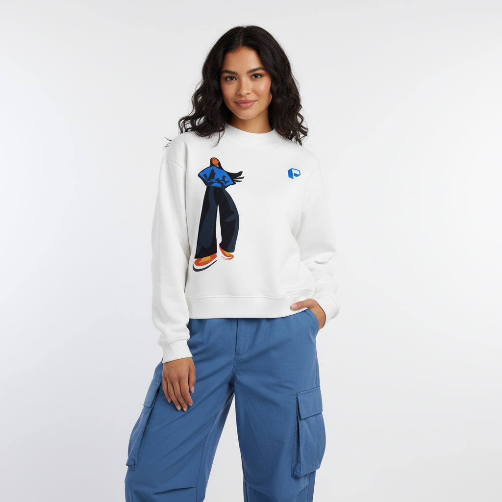 Essential Fleece Mid-Neck Crew Sweatshirt - PIXEL WEAR