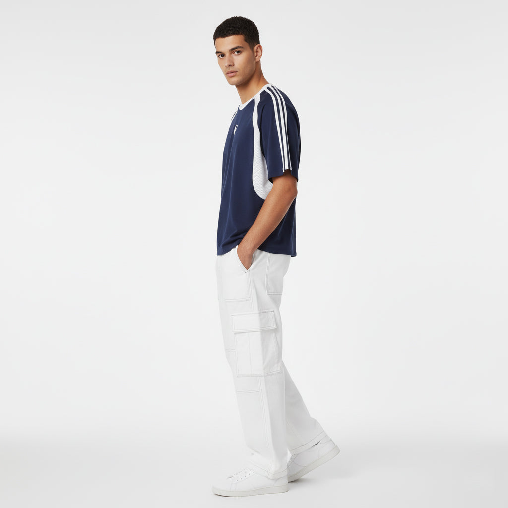 Contrast Stripes Panel Mesh T-shirt - PIXEL WEAR