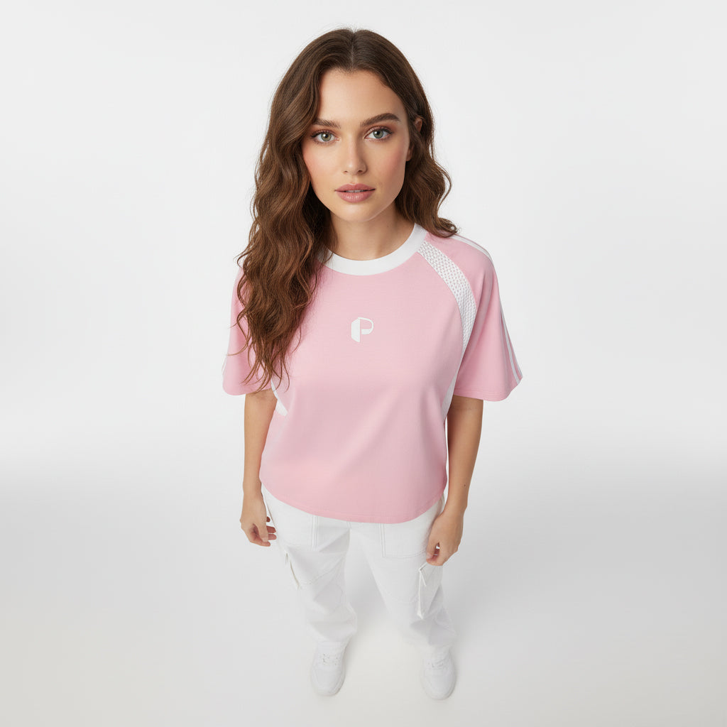 Contrast Stripes Panel Mesh T-shirt - PIXEL WEAR