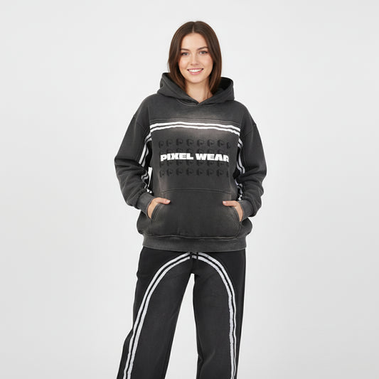 Sun Fade Contrast Tape Fleece Jogged Sweatpants - PIXEL WEAR