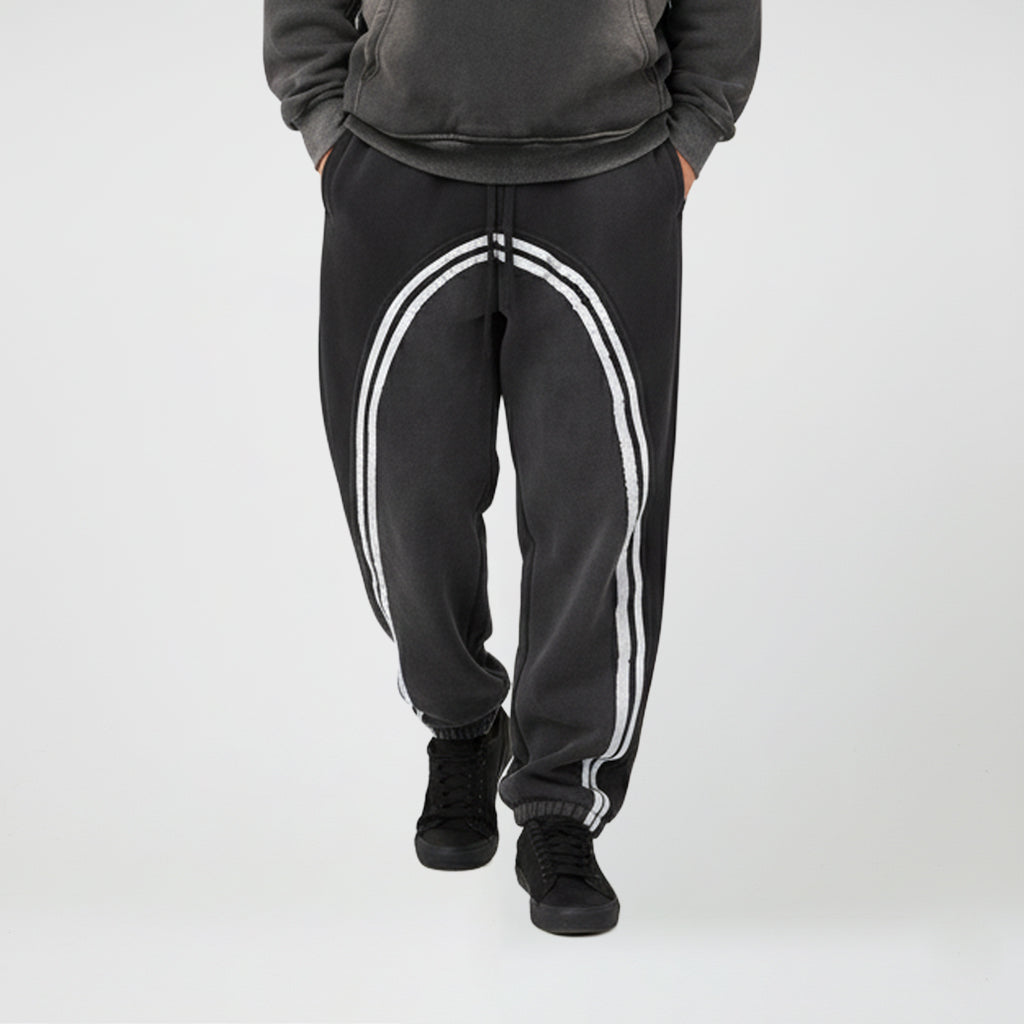 Sun Fade Contrast Tape Fleece Jogged Sweatpants - PIXEL WEAR
