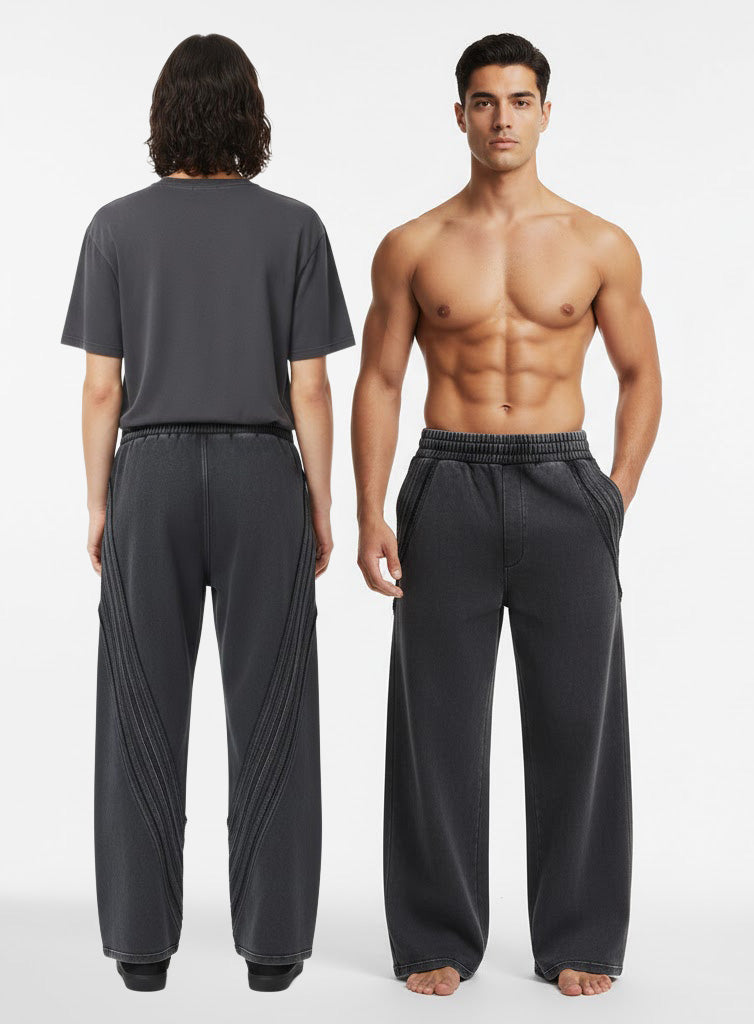 Snow Washed Tape Raw Edge Sweatpants