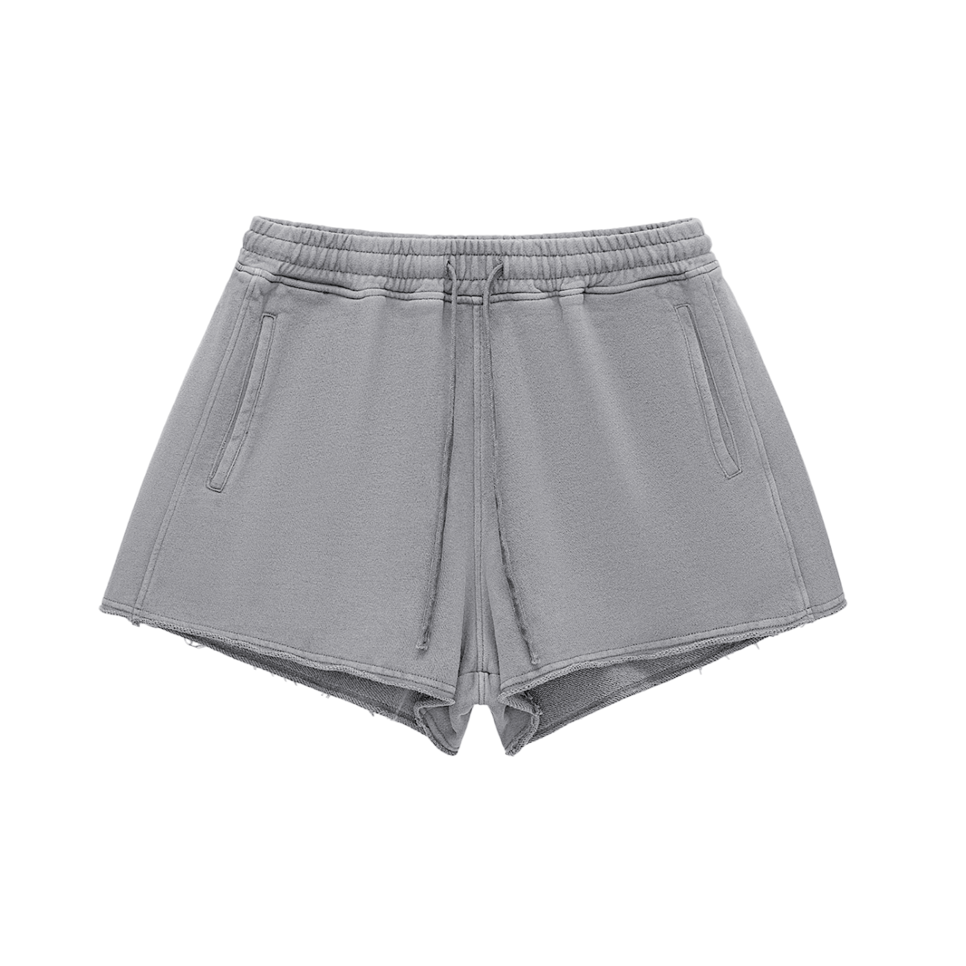 Snow Washed Raw Edge Drawstring Shorts - PIXEL WEAR