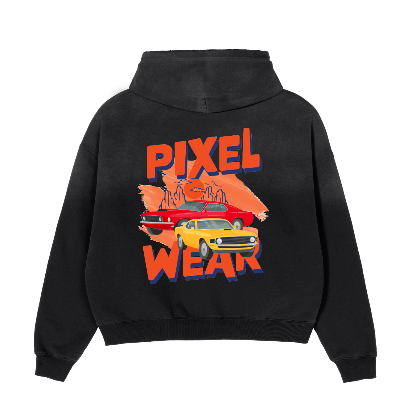 MENS WEAR,WASHED ,SUNFADE HOODIE,CARS