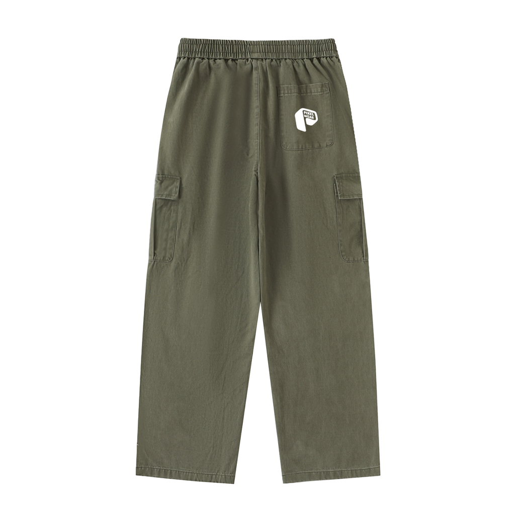 Waist Straight-Leg Cargo Pants,Cargo Pants,Pants