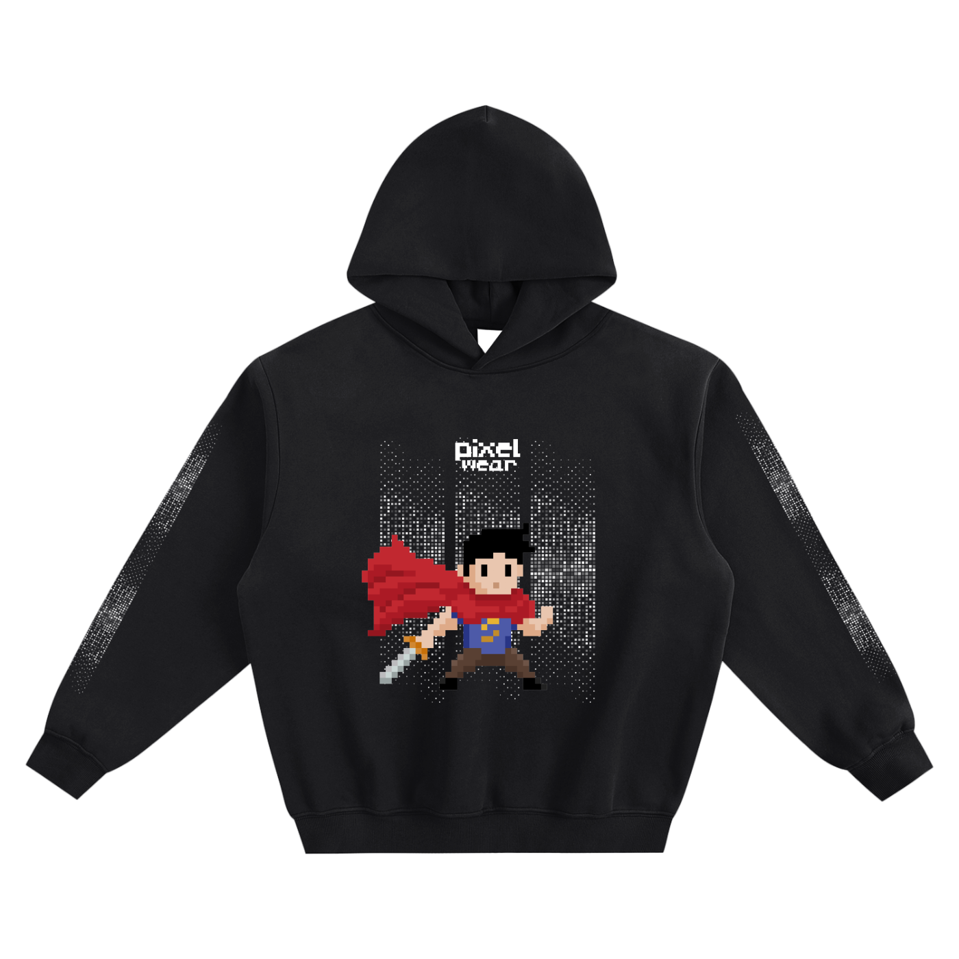 Pixel Hero,Fleeced Boxy Hoodie,Loose Hoodie,New,Mens Wear,Mens Fleeced Hoodie