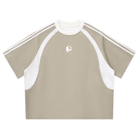 Contrast Stripes Panel Mesh T-,New,Mesh Tshirt,unisex