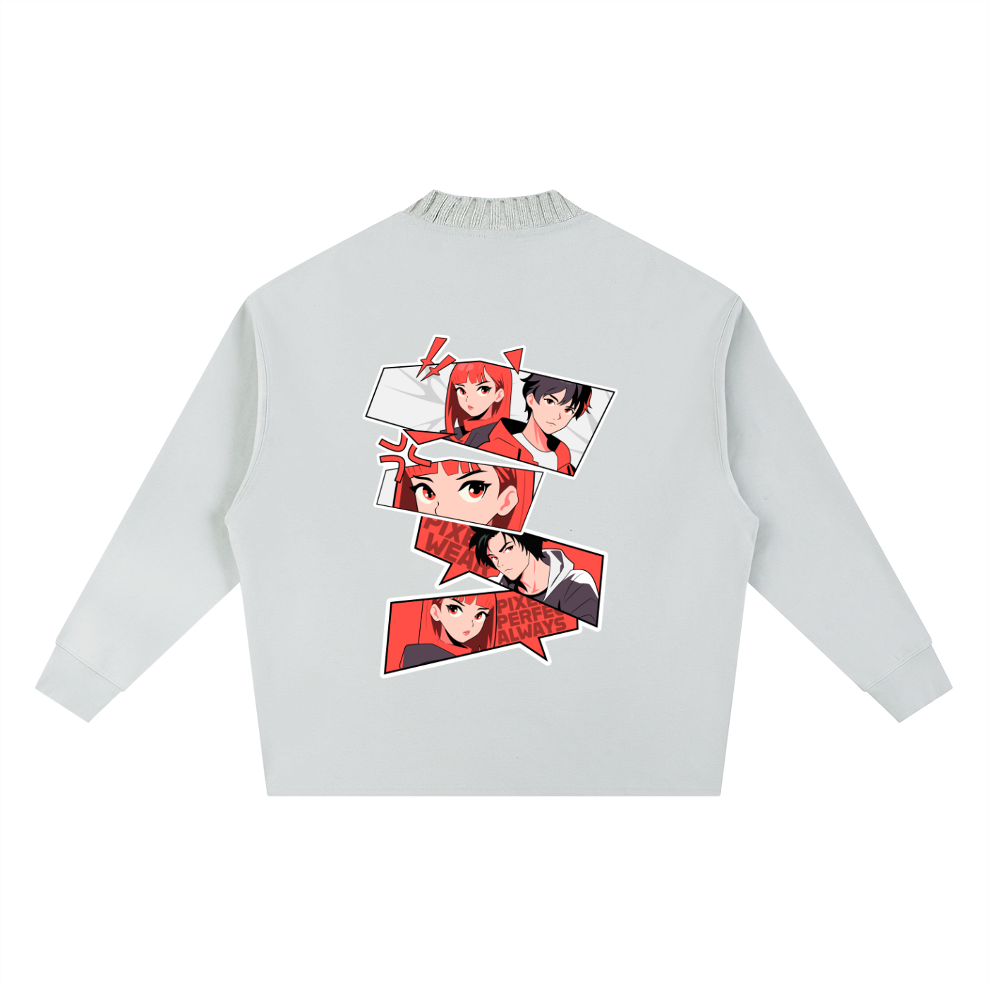 Knitted Round Neck,Oversize Sweatshirt,Oversize ,Sweatshirt,Japanese,Anime Sweatshirt