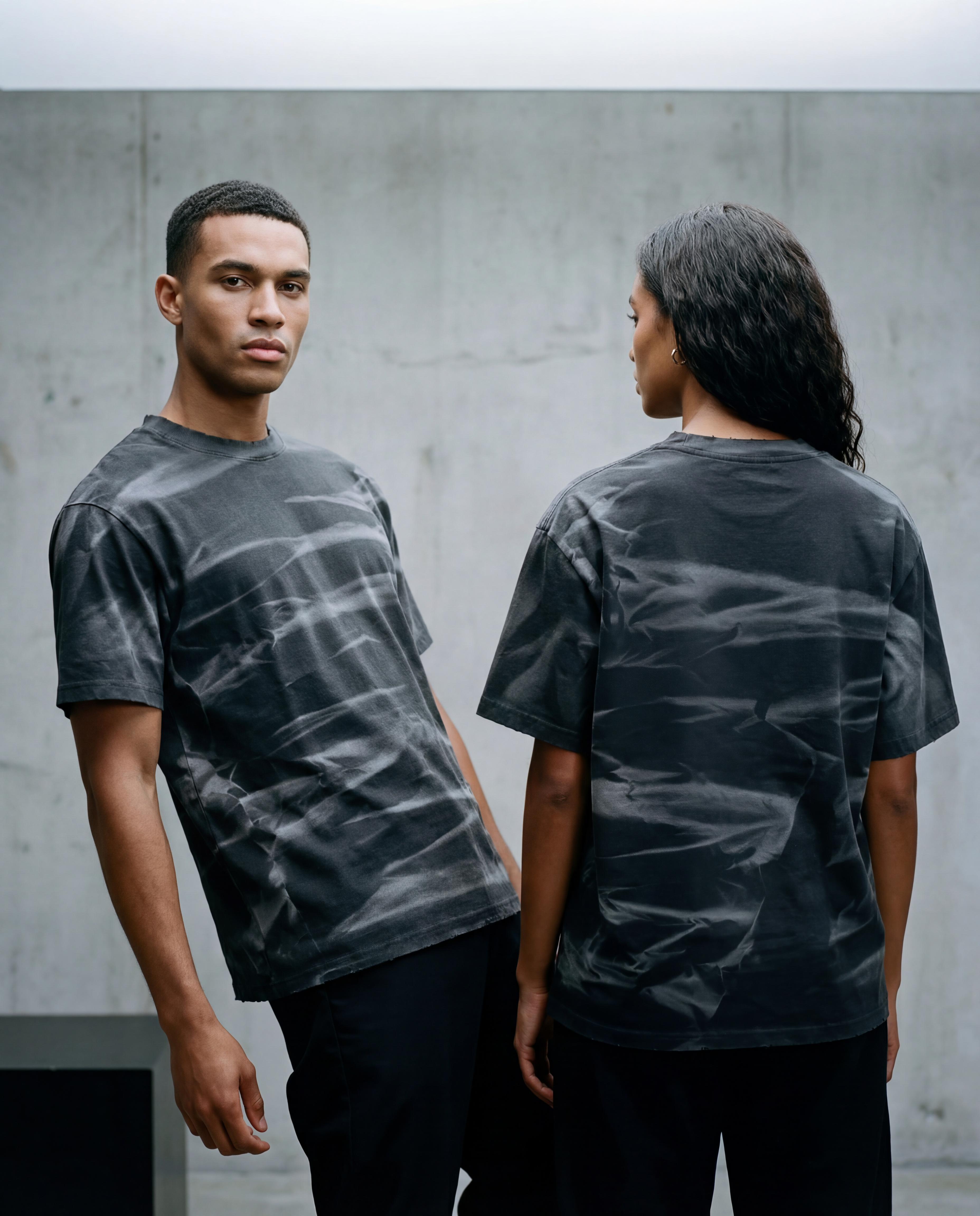 Irregular Stripe Frayed Edge T-Shirt