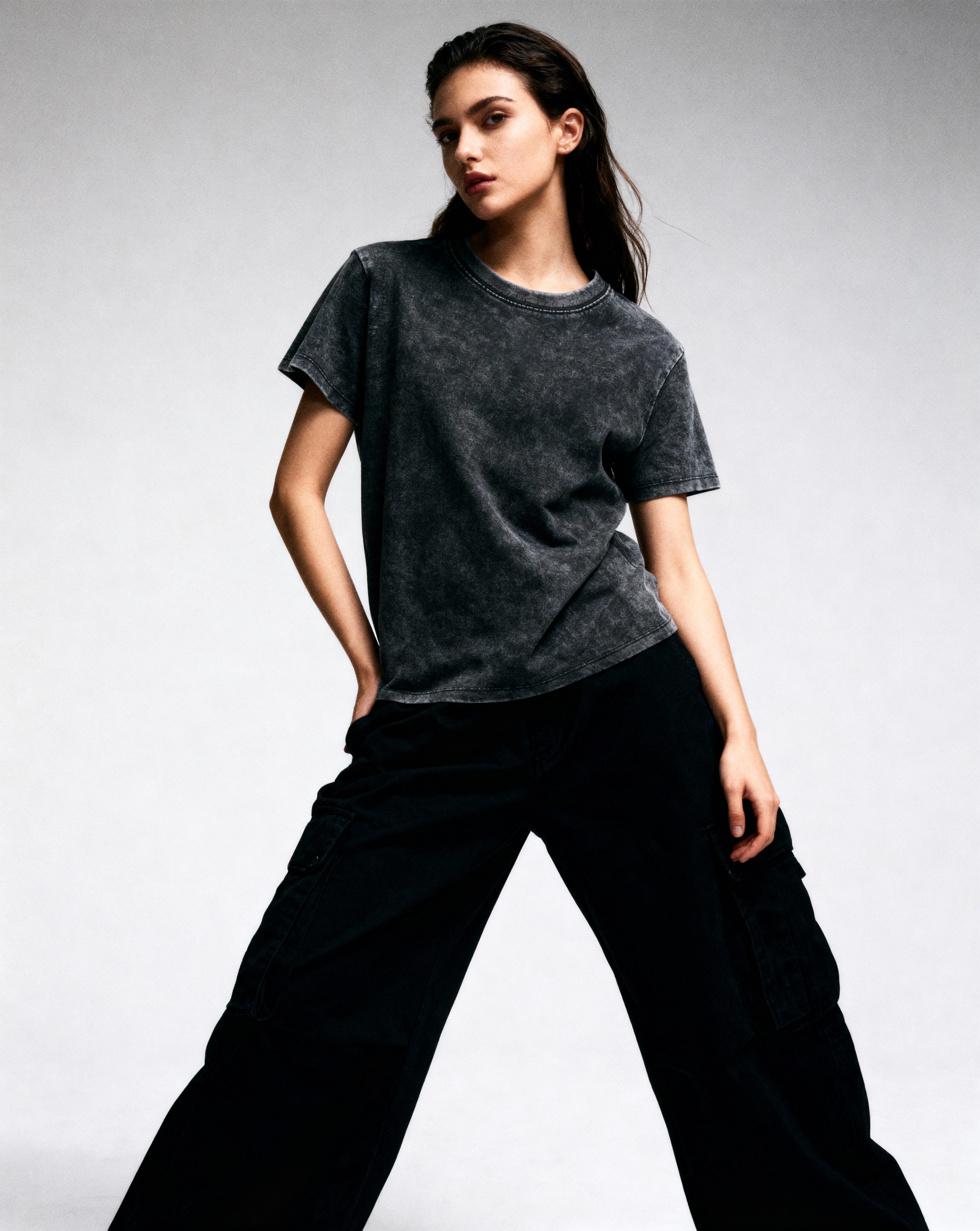 Snow Washed Drop Shoulder T-shirt - PIXEL WEAR