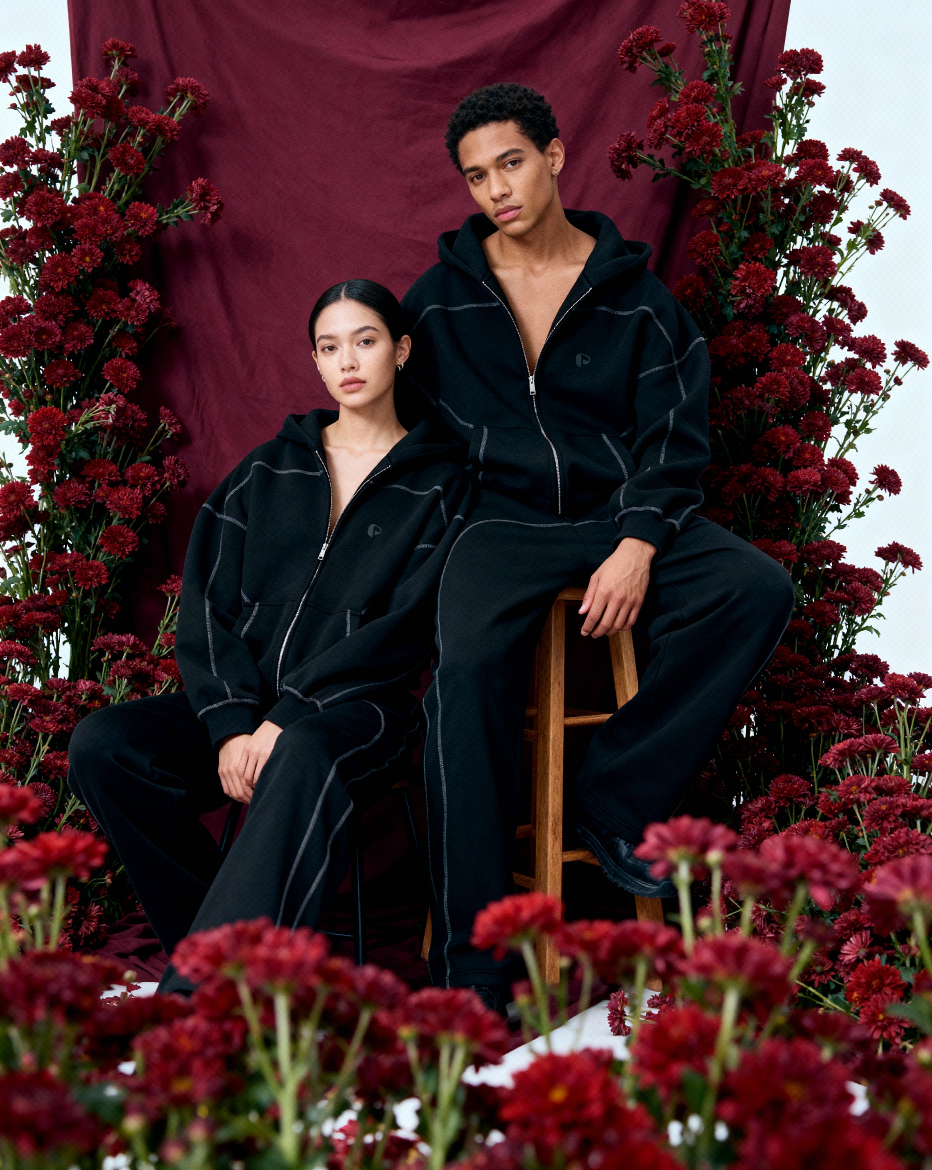 Contrast-Stitched Boxy Fleece Hoodie - PIXEL WEAR