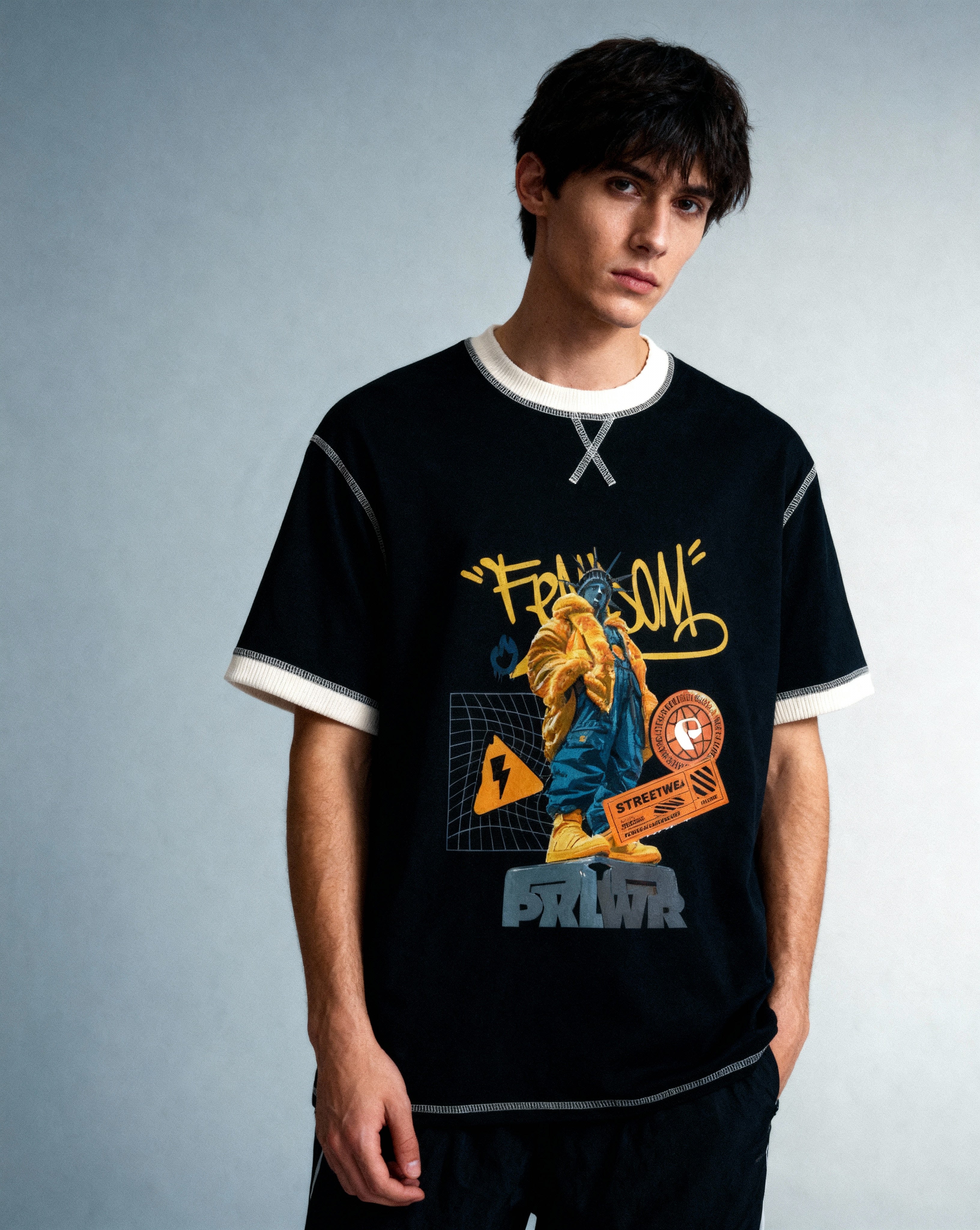 Contrast-Stitched Cotton T-Shirt - PIXEL WEAR