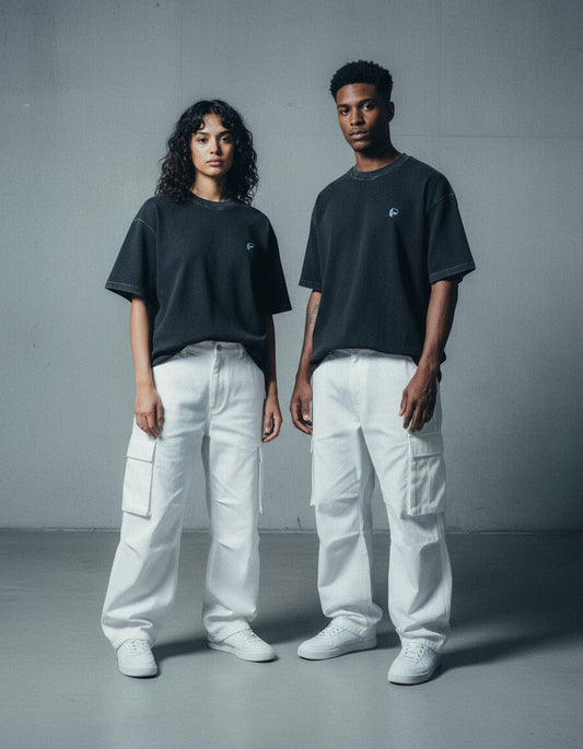 Waffle Textured Washed Boxy T-Shirt - PIXEL WEAR