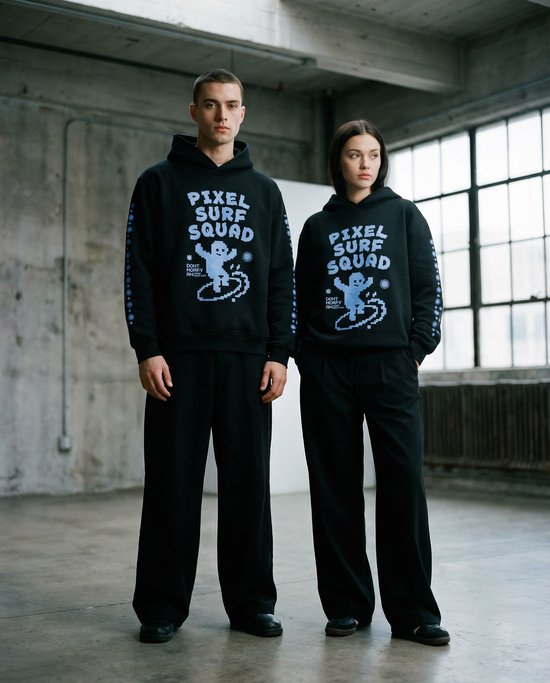 Pixel Surf Fleeced Boxy Hoodie