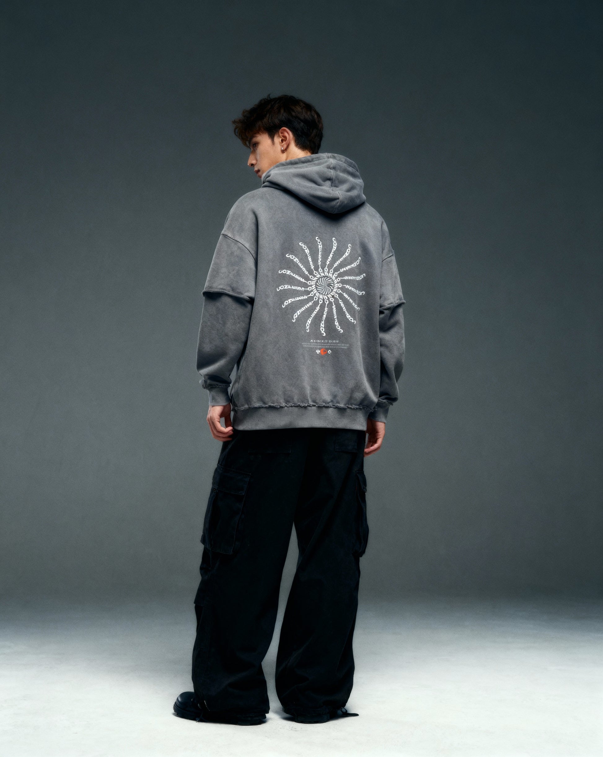 Confession Raw Edge Double Layered Hoodie