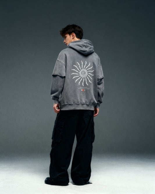 Confession Raw Edge Double Layered Hoodie