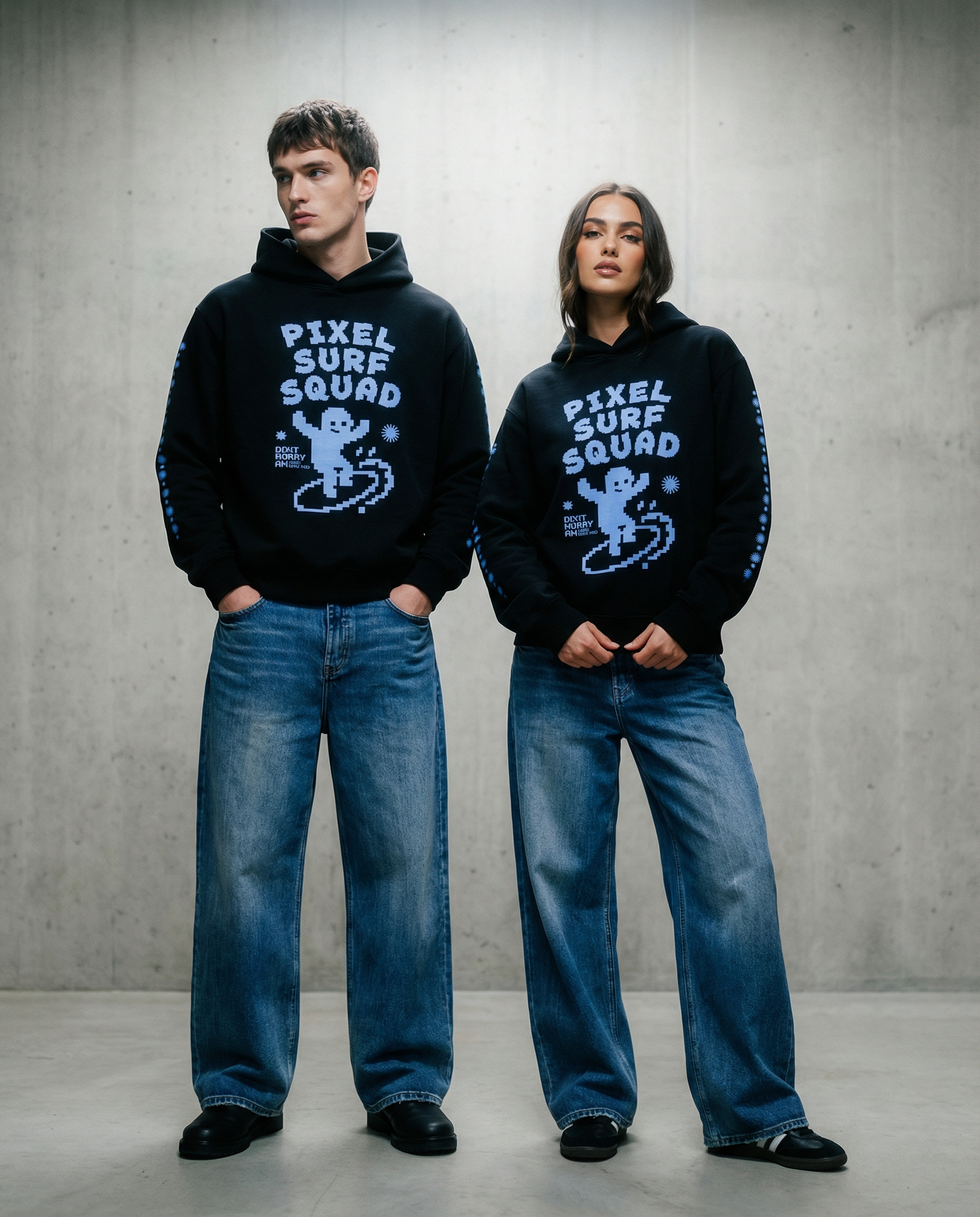 Pixel Surf Fleeced Boxy Hoodie