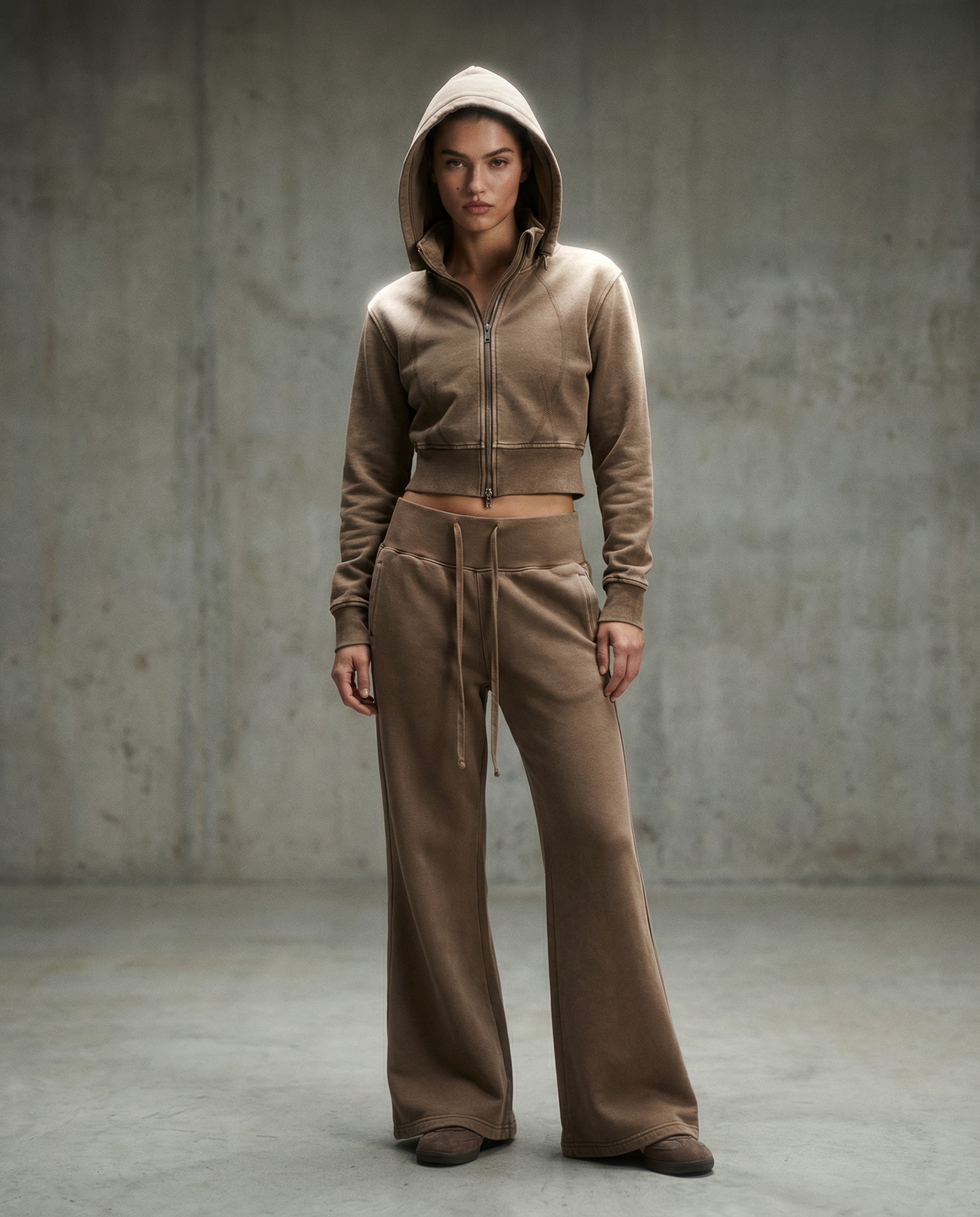 Vintage Washed Cropped Fleece Hoodie