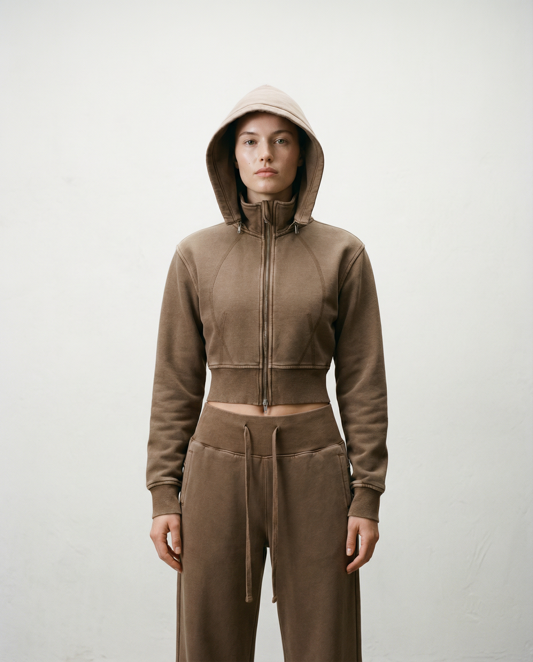 Vintage Washed Cropped Fleece Hoodie