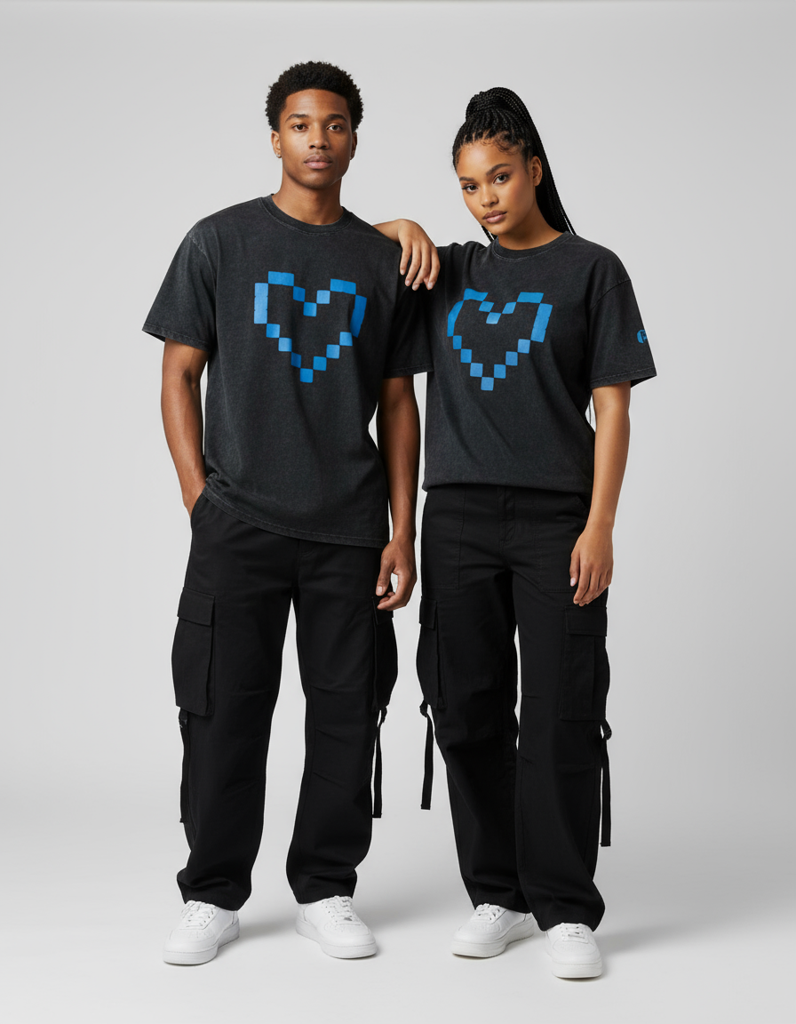 Oversized Cotton T-Shirt - Pixel Wear Sleeve - PIXEL WEAR