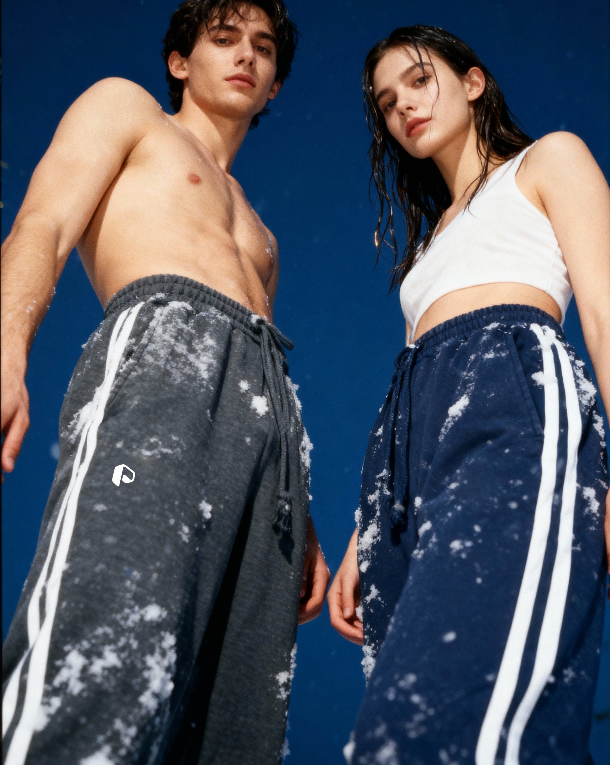 Snow Washed Contrast Tape Sweatpants - PIXEL WEAR
