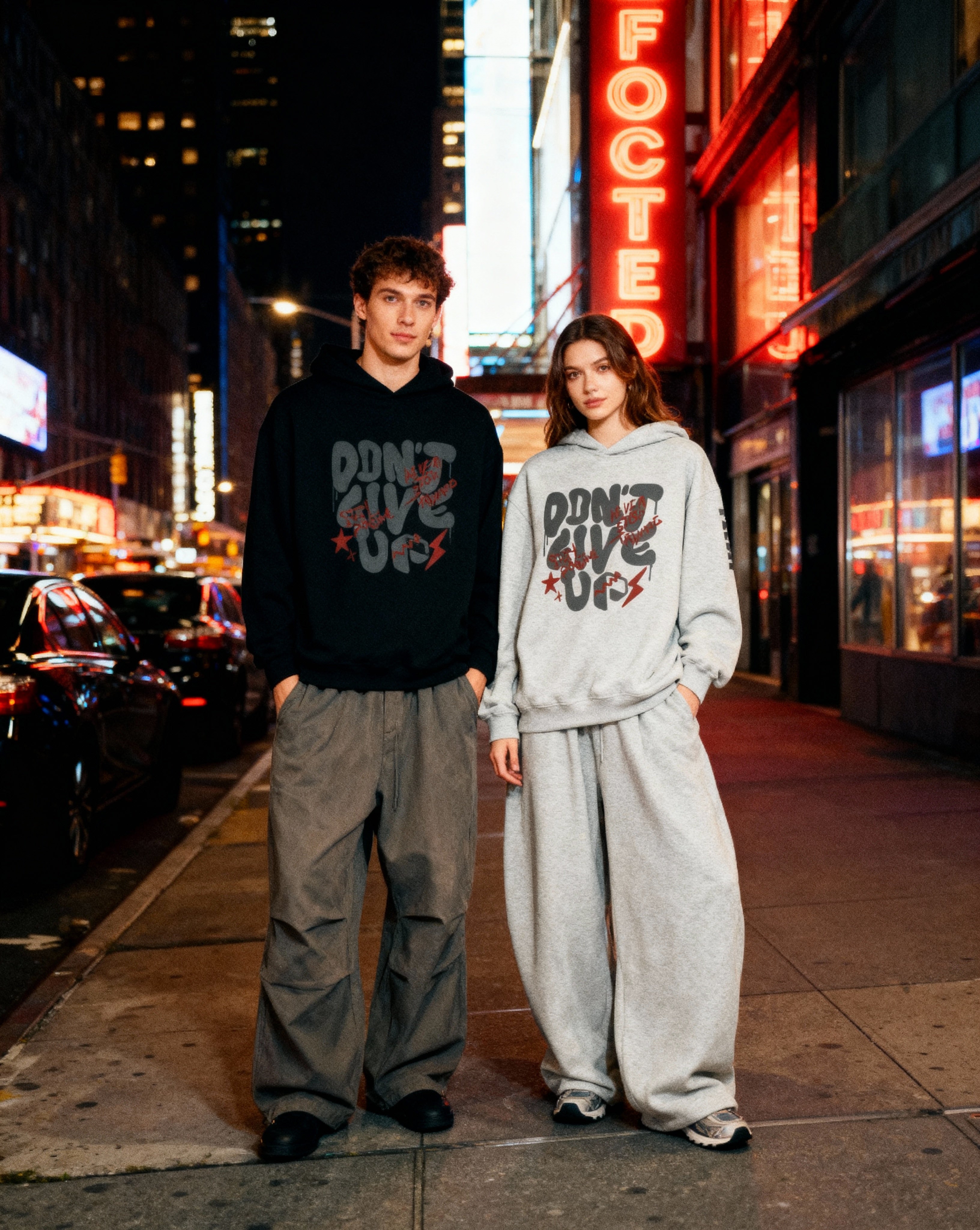 Don't Give Up Fleeced Boxy Hoodie - PIXEL WEAR