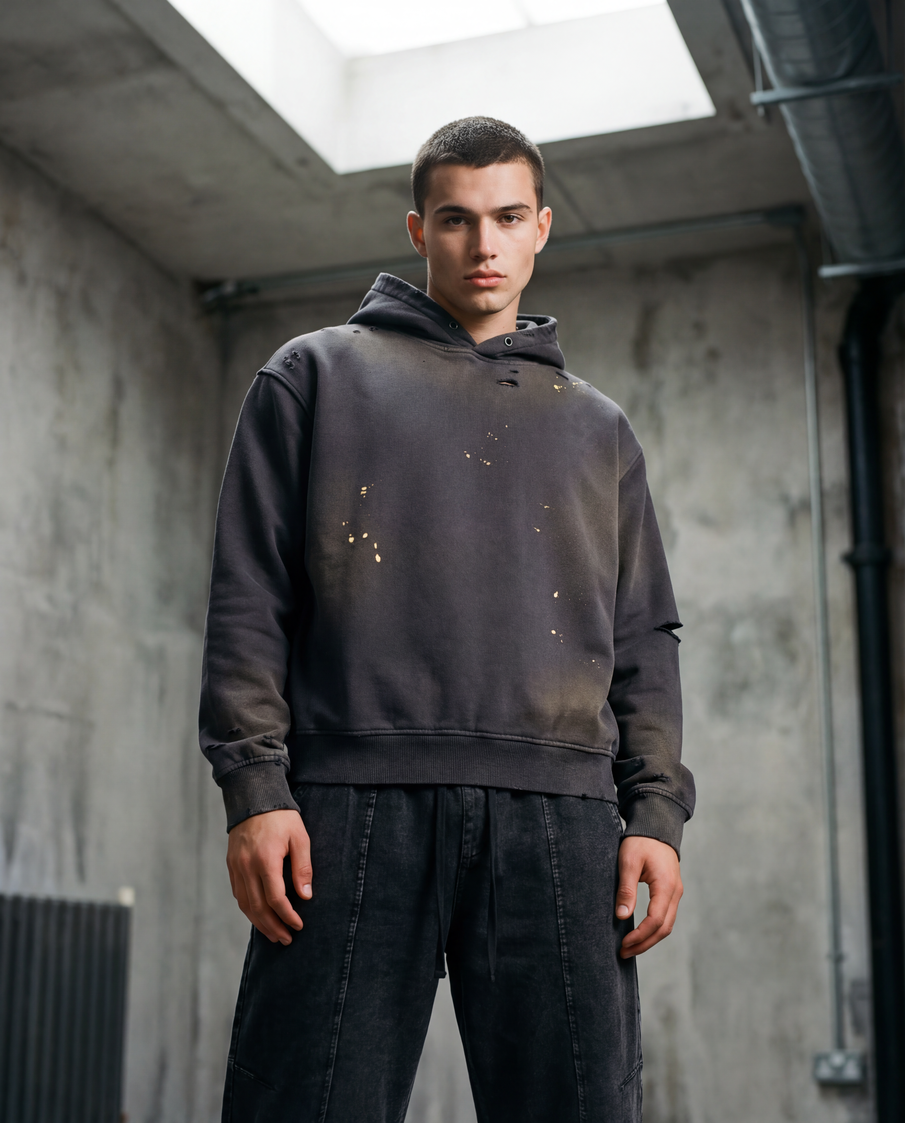 Sun Fade Frayed Fleece Hoodie