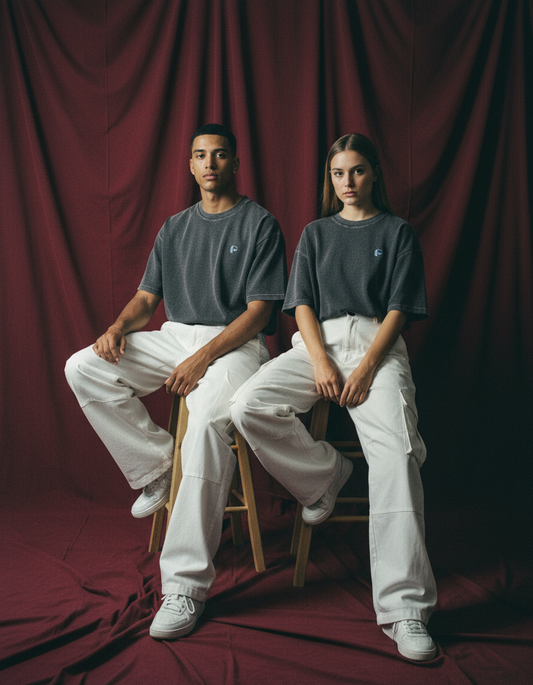 Waffle Textured Washed Boxy T-Shirt - PIXEL WEAR