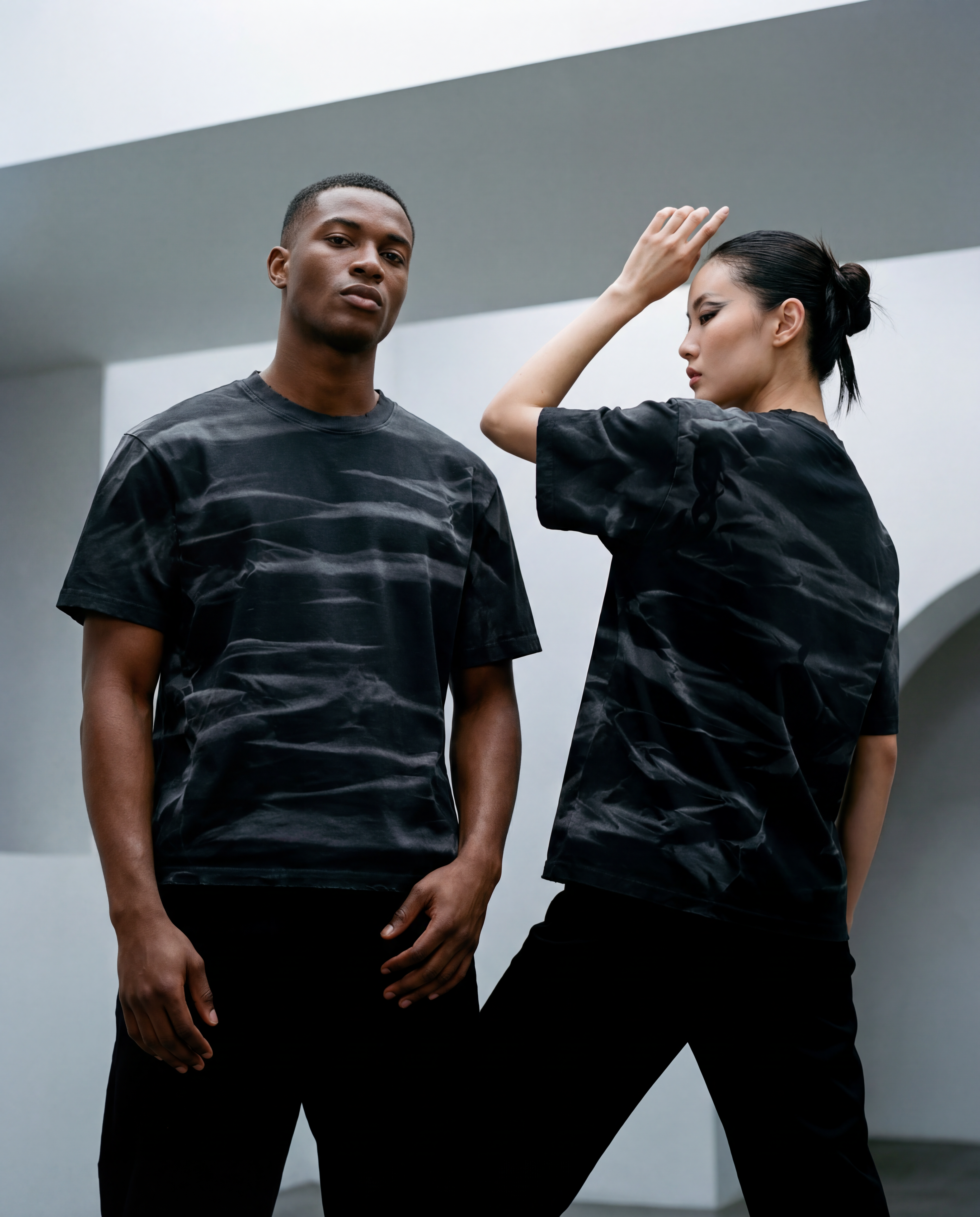 Irregular Stripe Frayed Edge T-Shirt