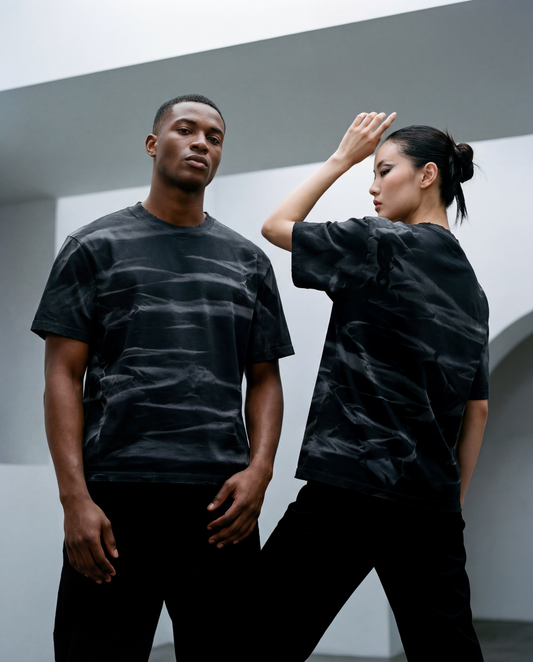 Irregular Stripe Frayed Edge T-Shirt